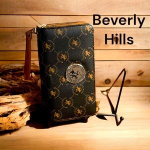 Beverly Hills Polo Club zip around wallet brown horseman symbol